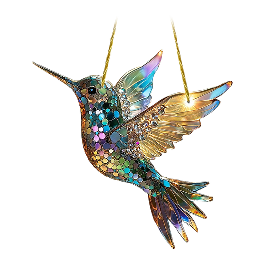 Acrylic Hummingbird Window Suncatcher Panel – Hanging Stained Glass Garden Ornament for Windows, Porch, Yard Decoration – Bird Lover Gift