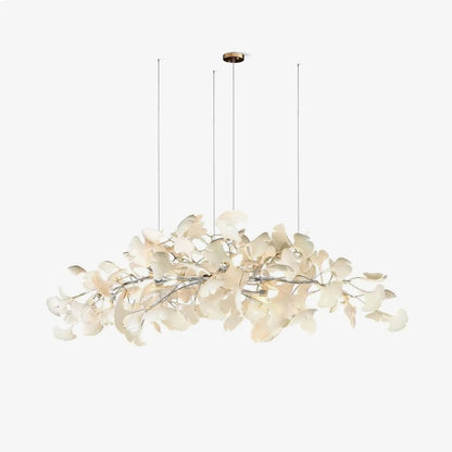 Handcrafted Porcelain Leaf Ceiling Fixture with Flexible Branches Gold White 70 in Statement Overhead Lighting for Dining Room Entryway Livi