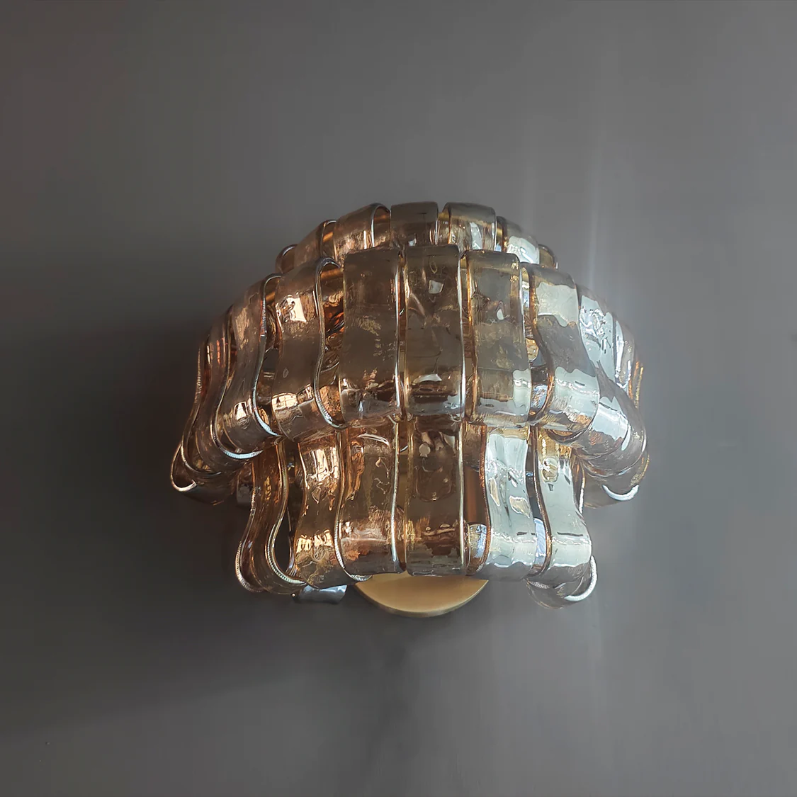 Textured Glass Wall Sconce Light Fixture with Curved Shade for Living Room Bedroom Dining Room | Hardwired 2-Bulb Accent Lighting