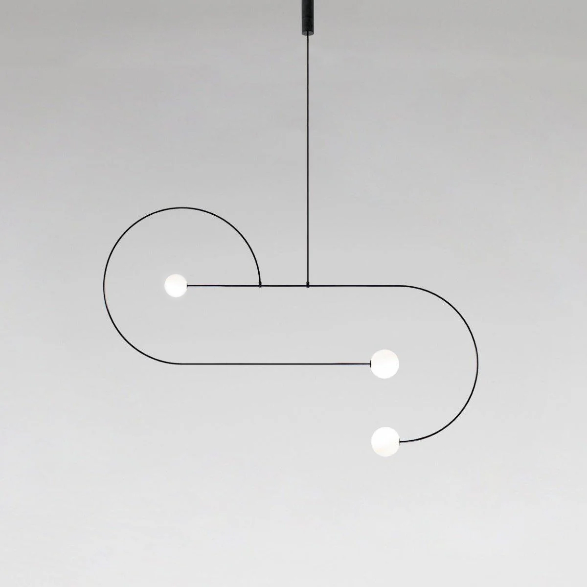 Sculptural Ceiling Light with Opaline Glass Diffusers Black & Brass Finish Multi-Arm Design for Dining Room Entryway Modern Overhead Fixture