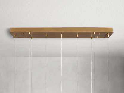 Modern Hanging Linear Chandelier with Hand-Blown Glass Globes & LED Lights for Dining Room & Kitchen Island