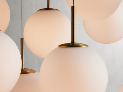 Modern Hanging Linear Chandelier with Hand-Blown Glass Globes & LED Lights for Dining Room & Kitchen Island