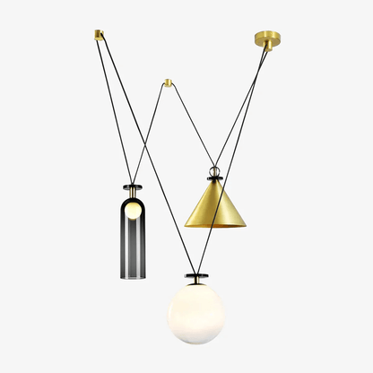 Modular Sculptural Ceiling Light with Adjustable Sections & Custom Finish Options for Dining Room Kitchen Living Room
