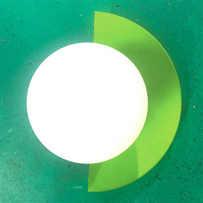 Half-Sphere Glass Wall Sconce with Colored Shade | Iron Mount LED Compatible Hardwired Fixture for Bedroom Living Room Hallway | G9 Base