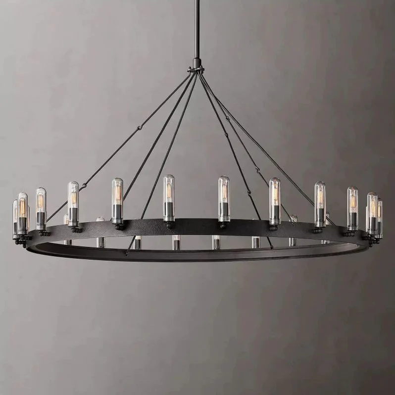 Spherical Industrial Chandelier with Edison-Style Bulbs for Dining Room, Restaurant & Large Living Spaces