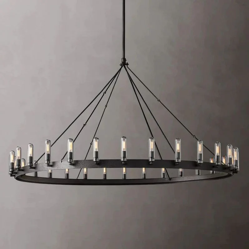 Spherical Industrial Chandelier with Edison-Style Bulbs for Dining Room, Restaurant & Large Living Spaces