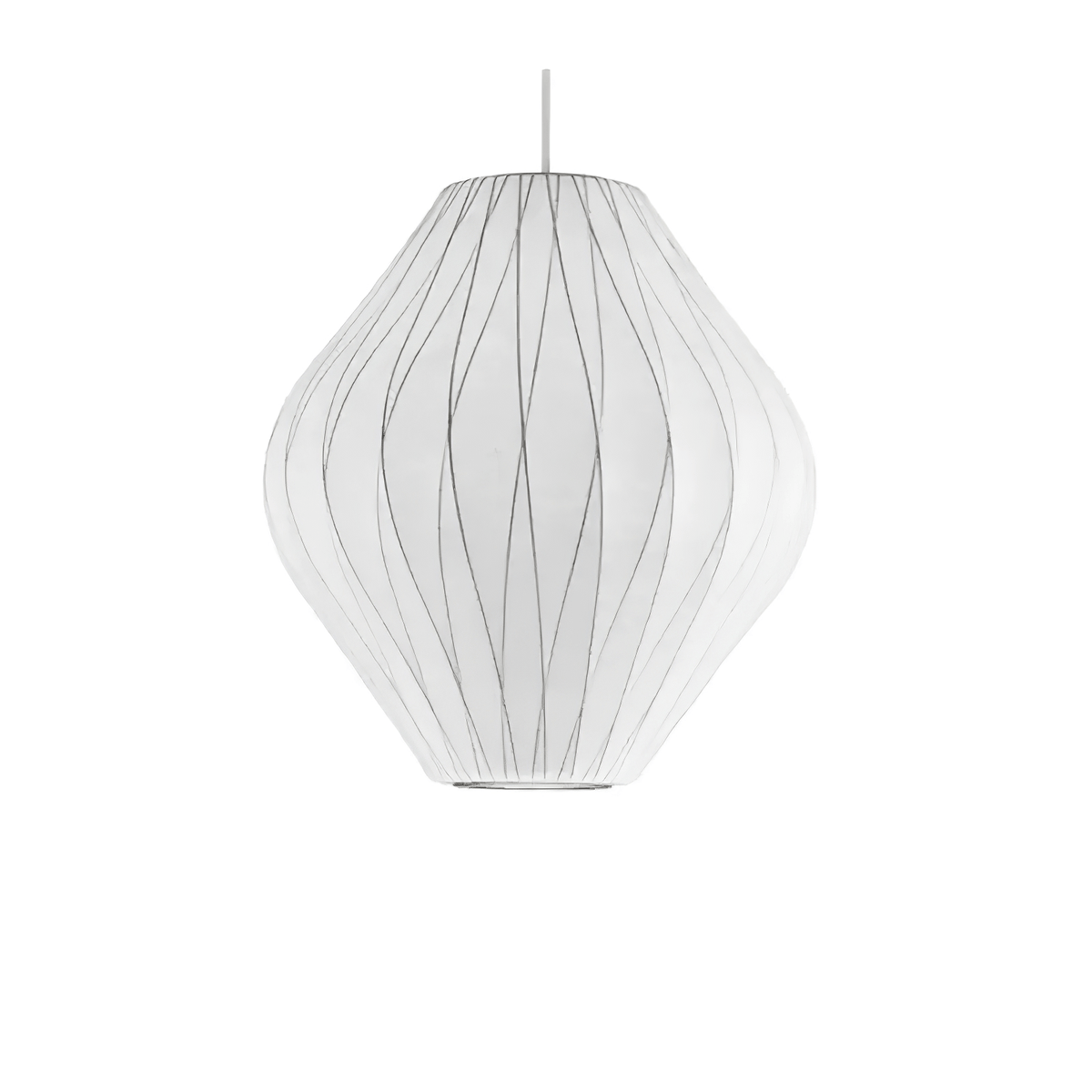Steel Wire Silk Shade Ceiling Light 20 in White for Kitchen Island Dining Room Modern Pendant Lamp Hanging Fixture Adjustable Cord E26 Base