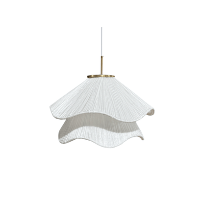 Layered Flower Petal Hanging Light Fixture White and Gold 24-Inch Diameter Adjustable Drop for Dining Room Kitchen Bedroom Above Table or Is