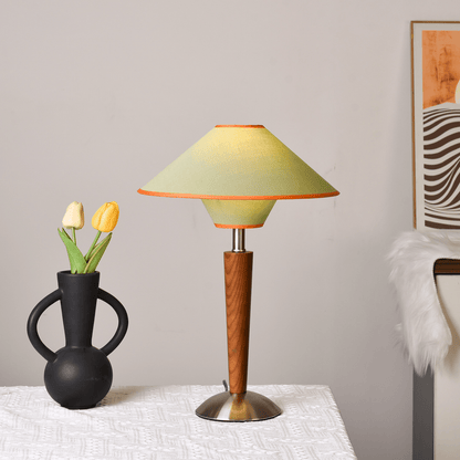 Fabric Shade Table Lamp 17 in for Nightstand & Side Table - Wood Base with E26 Socket for Bedroom Living Room Office Desk Reading Light Mini