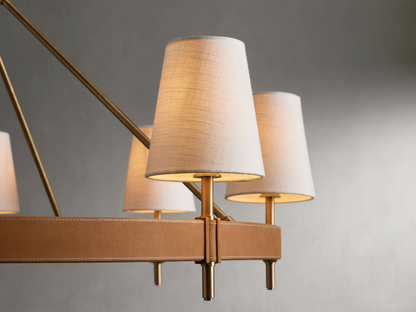 Circular Brass Chandelier with Fabric Shades – 4 to 10 Lights for Dining Room, Living Room & Foyer – Vintage Metal Frame