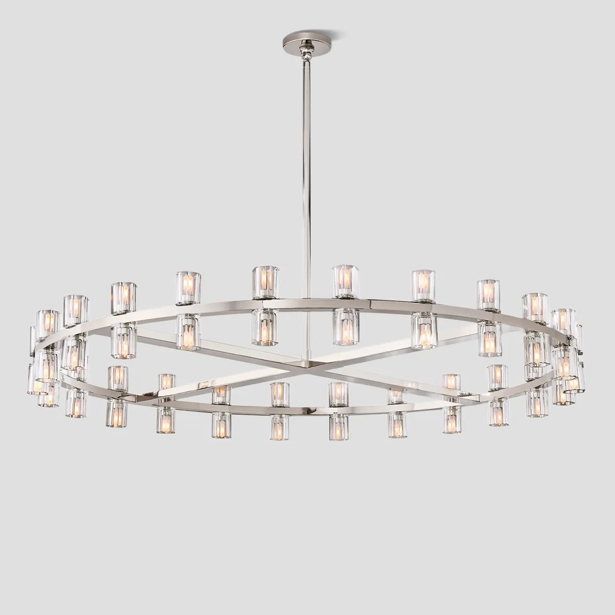 60-Inch Round Crystal Chandelier 72-Light Brass Fixture for Dining Room Living Room Hotel