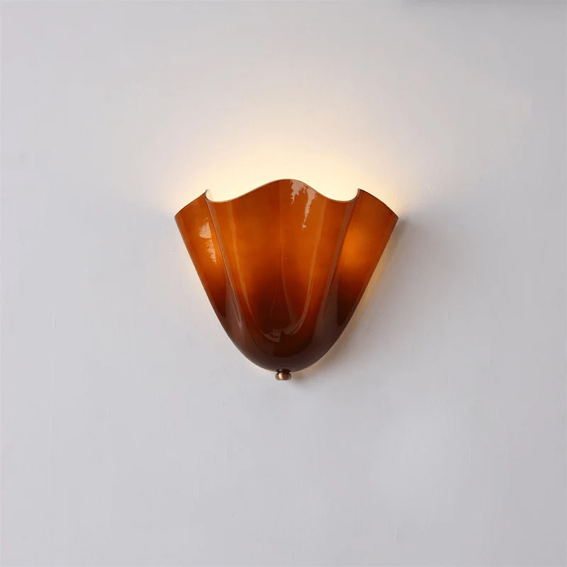 Curved Petal Glass Wall Sconce with Metal Accent for Bedroom, Hallway & Living Room – G9 LED Hardwired Modern Ambient Light Fixture