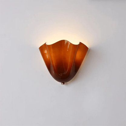 Curved Petal Glass Wall Sconce with Metal Accent for Bedroom, Hallway & Living Room – G9 LED Hardwired Modern Ambient Light Fixture