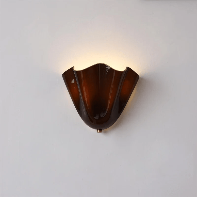 Curved Petal Glass Wall Sconce with Metal Accent for Bedroom, Hallway & Living Room – G9 LED Hardwired Modern Ambient Light Fixture