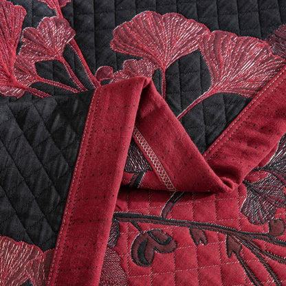 Reversible Cotton Quilt Ginkgo Leaf Design All-Season Bedspread Lightweight Throw Blanket for Bedroom Sofa Couch Travel Comfort