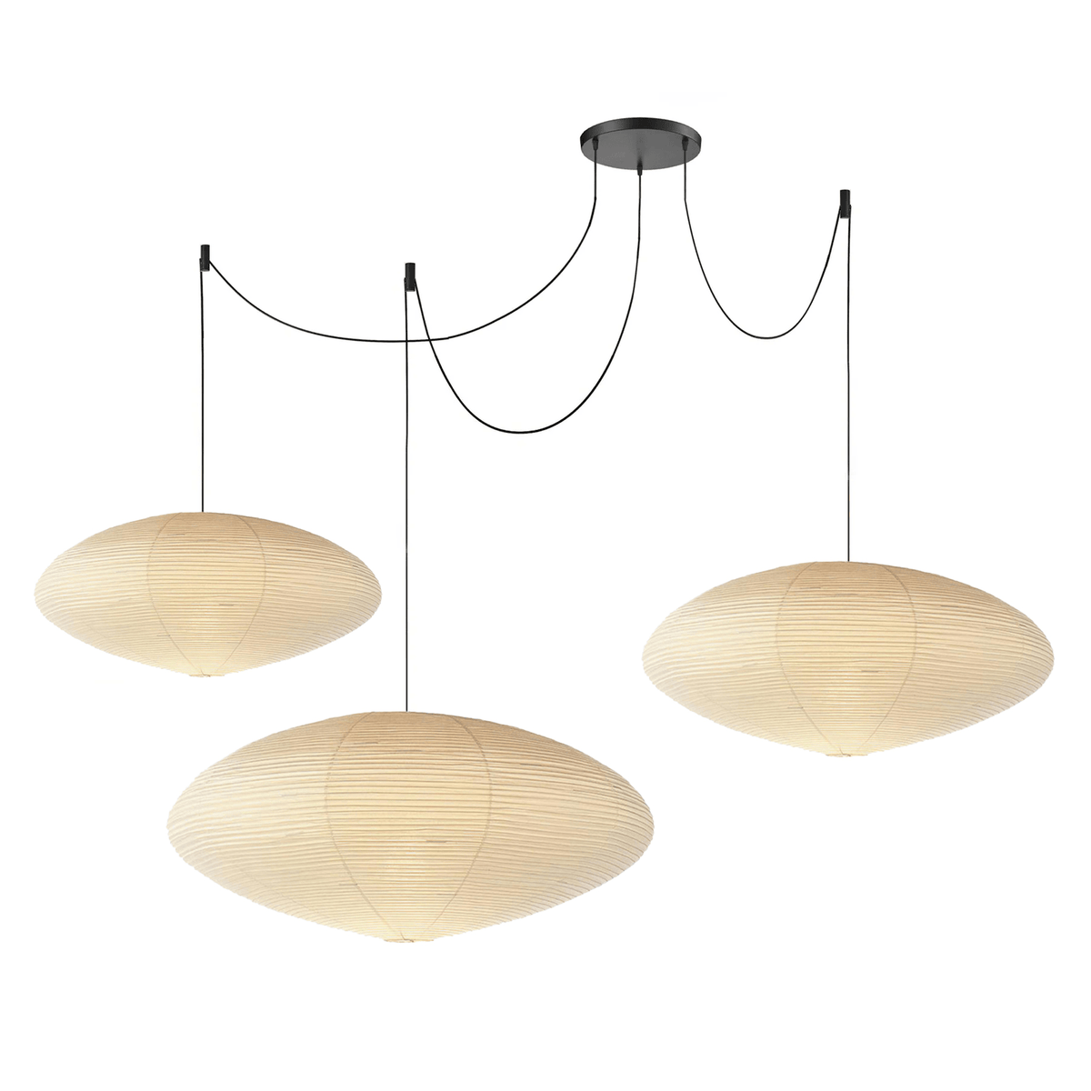 Handmade Rice Paper Sphere Pendant Lamp for Dining Room & Bedroom | Sculptural Ceiling Fixture with Adjustable Cord | E26 Edison Bulb Compat