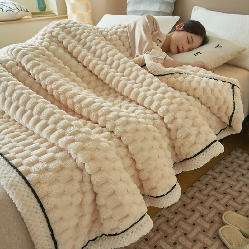 Reversible Plush Throw Blanket - Ultra Soft Coral Fleece - Queen & Full Size - Lightweight Polyester - Cozy Cover for Couch Sofa Bed