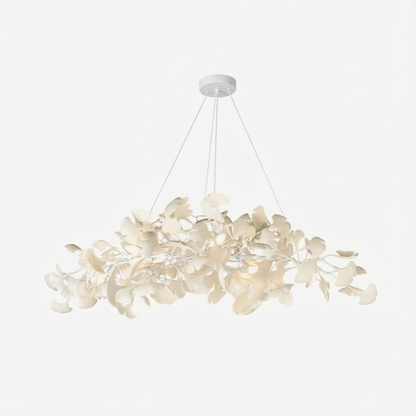 Handcrafted Porcelain Leaf Ceiling Fixture with Flexible Branches Gold White 70 in Statement Overhead Lighting for Dining Room Entryway Livi