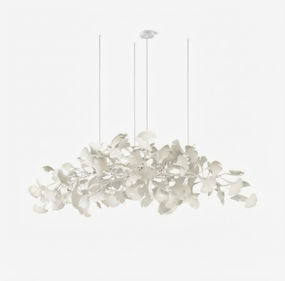 Handcrafted Porcelain Leaf Ceiling Fixture with Flexible Branches Gold White 70 in Statement Overhead Lighting for Dining Room Entryway Livi