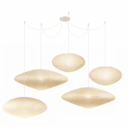 Handmade Rice Paper Sphere Pendant Lamp for Dining Room & Bedroom | Sculptural Ceiling Fixture with Adjustable Cord | E26 Edison Bulb Compat