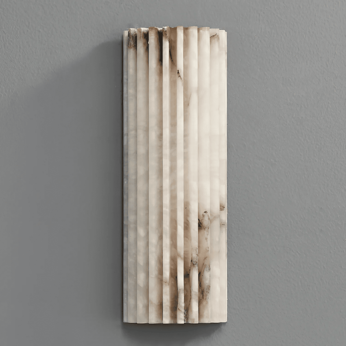 Natural Stone Wall Sconce 12 in Integrated LED Ribbed Surface Indoor Lighting Fixture for Bedroom Hallway Living Room Warm Ambient Glow