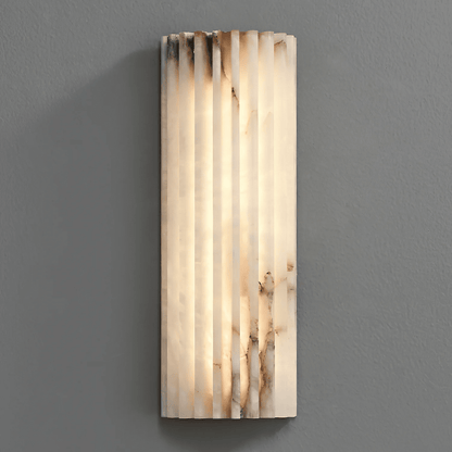Natural Stone Wall Sconce 12 in Integrated LED Ribbed Surface Indoor Lighting Fixture for Bedroom Hallway Living Room Warm Ambient Glow