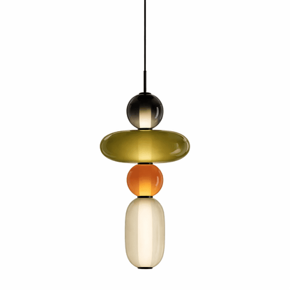 Multi-Jar LED Overhead Fixture 20 Inch Colorful Tinted Glass Drop Lights for Dining Kitchen Bedroom Modern Bohemian Accent Chandelier Adjust