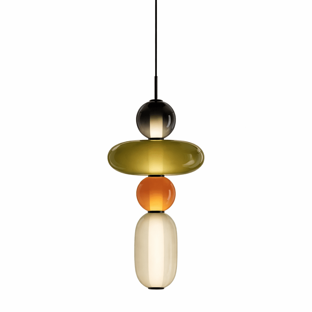 Multi-Jar LED Overhead Fixture 20 Inch Colorful Tinted Glass Drop Lights for Dining Kitchen Bedroom Modern Bohemian Accent Chandelier Adjust