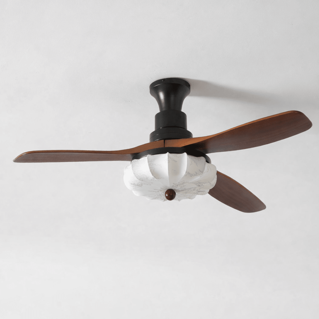 Wood Blade Ceiling Fan with Drum Shade Light DC Motor 6 Speed Remote Indoor Dining Living Bedroom Adjustable 36 42 48 52 Inch Quiet Reversib