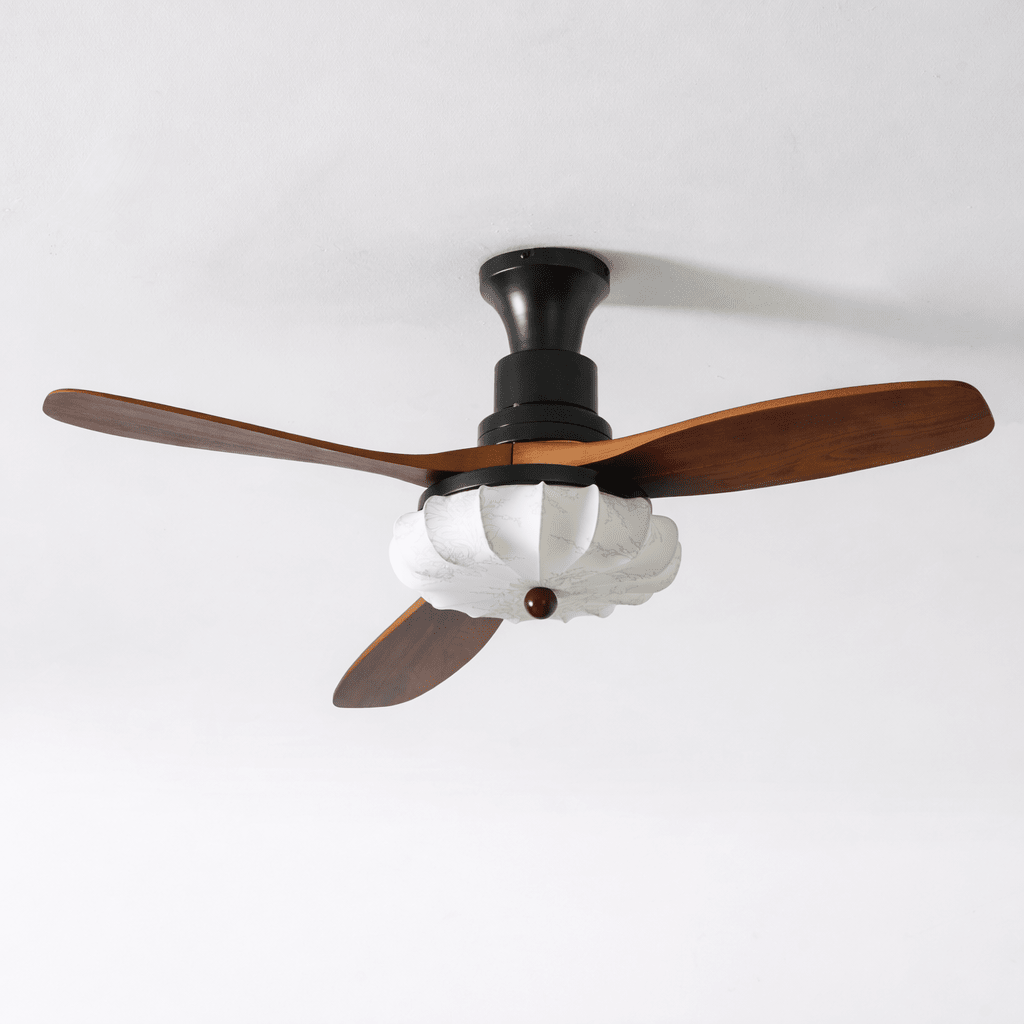 Wood Blade Ceiling Fan with Drum Shade Light DC Motor 6 Speed Remote Indoor Dining Living Bedroom Adjustable 36 42 48 52 Inch Quiet Reversib
