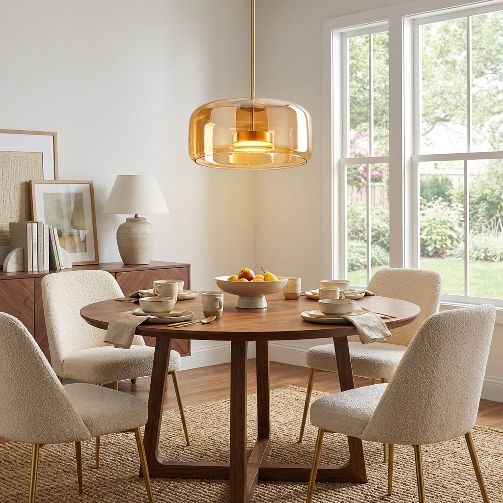 LED Drop Ceiling Lamp with Smoked Glass Shade for Dining Room & Island – Adjustable Cord, Integrated Bulb, Choice of Kelvin Tones