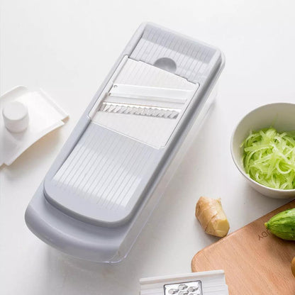Kitchen Slicer Dicer with 4 Interchangeable Blades for Vegetables, Fruits, Onions and Salads | Compact Manual Food Prep Tool for Home Cookin