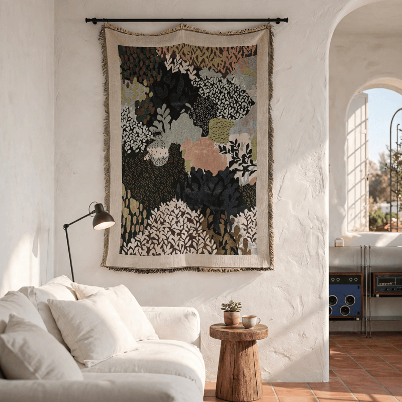 LEAFSCAPE – Abstract Forest Throw Blanket for Artistic Home Style