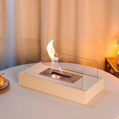 Tabletop Bioethanol Fireplace – Portable Indoor Outdoor Fire Pit with Real Flame for Dining Table Living Room Patio Decor