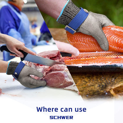Food Safe Cut-Resistant Glove Made of Stainless Steel Mesh