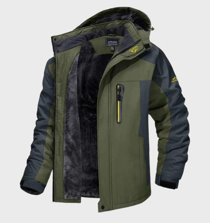 Men's Hooded Water-Resistant Fleece Jacket – Insulated Softshell Coat for Fall Winter Hiking Outdoor Wear Casual Streetwear