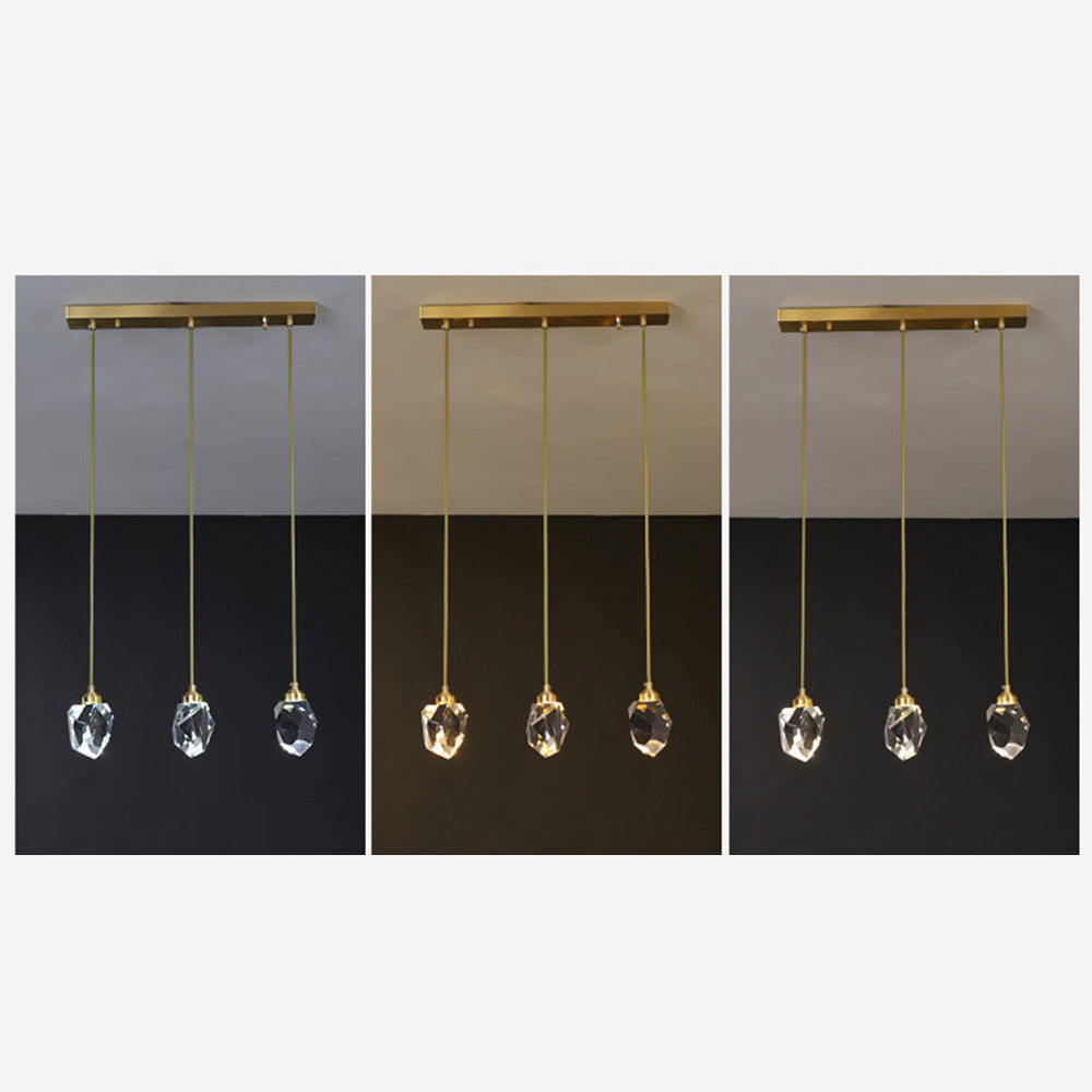 Adjustable Drop Fixture with Clear Tapered Shade & Brass Accents for Kitchen Islands, Breakfast Nooks, Entryways