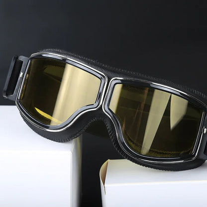 Retro Leather-Padded Motorcycle Goggles for Vintage Riding