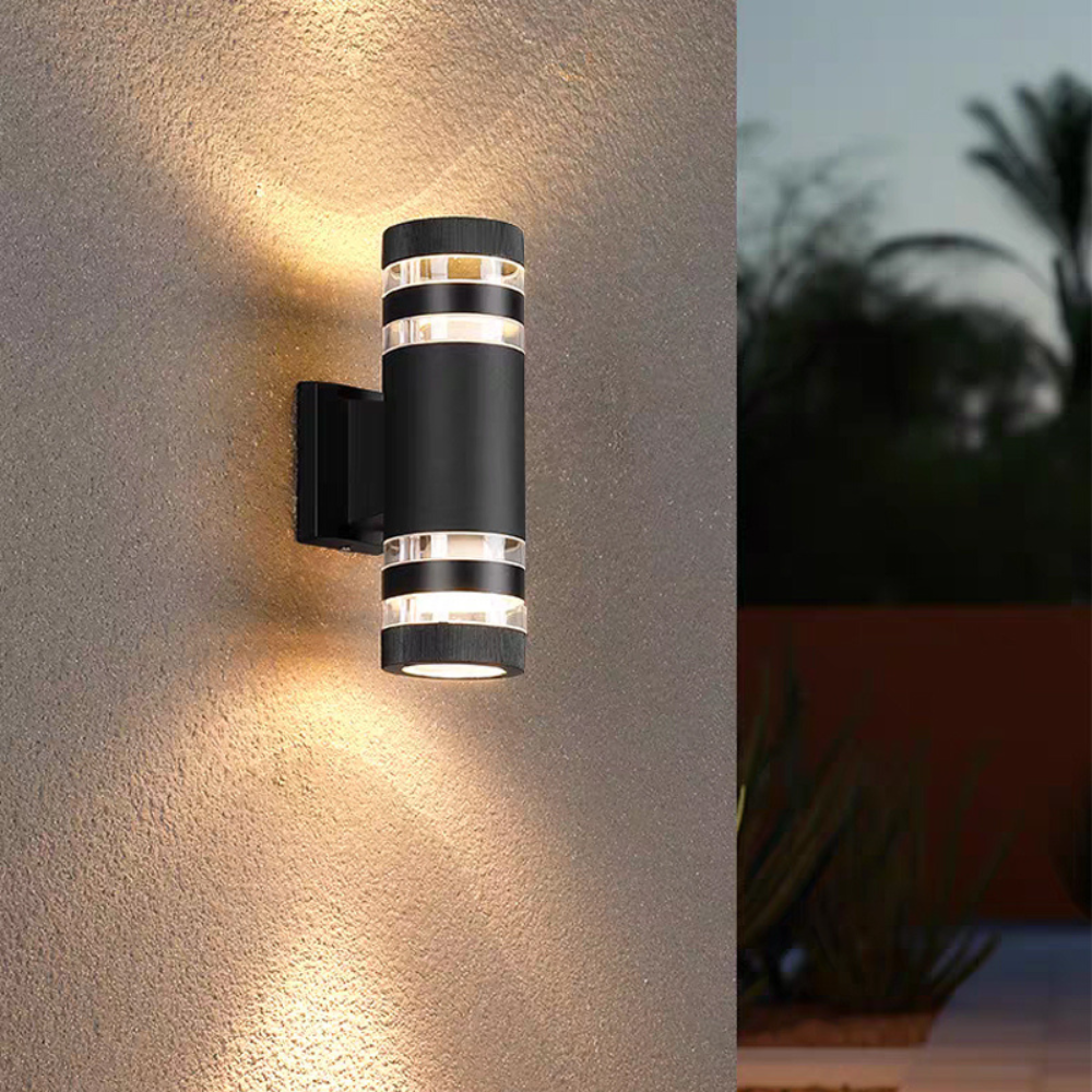 Outdoor Wall Sconce E27 Socket Weatherproof Black Finish Dual-Beam Up-Down Lighting for Entryways Patios Garden Facades Exterior Home