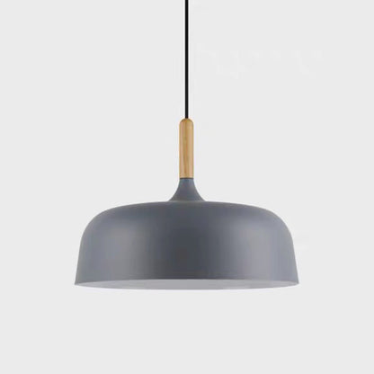 Hanging Ceiling Fixture Metal Wood 12.6 Inch Black Island Dining Kitchen Minimalist Modern Japandi Style Overhead Drop Lamp E27 Socket