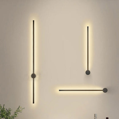 Hardwired LED Sconce Black Aluminum 24 in Contemporary Hallway Bedroom Office Reading Light 600 Lumens Warm White Neutral Dimmable Modern Fi