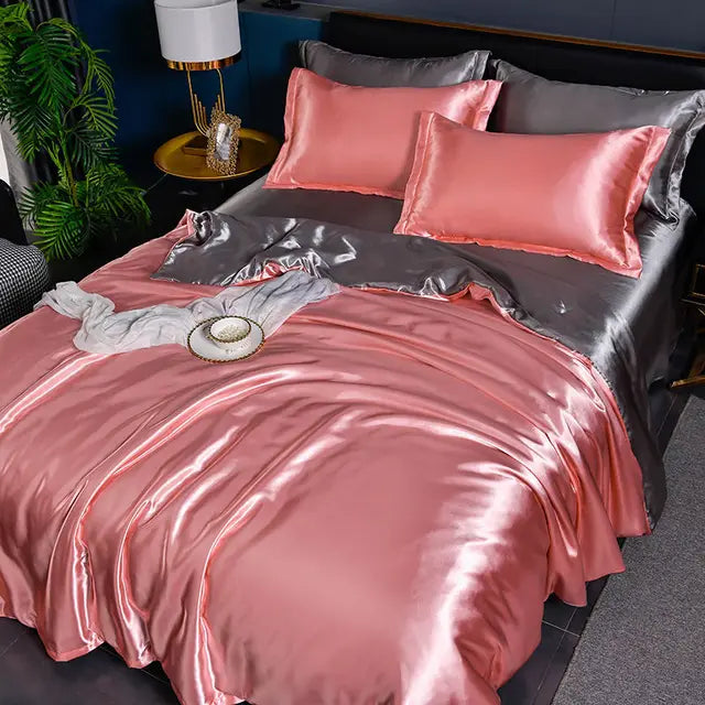 Satin Duvet Cover Set with Pillowcases Smooth Silky Bedding Full Queen King for Bedroom Decor Soft Luxury Comforter Cover Machine Washable