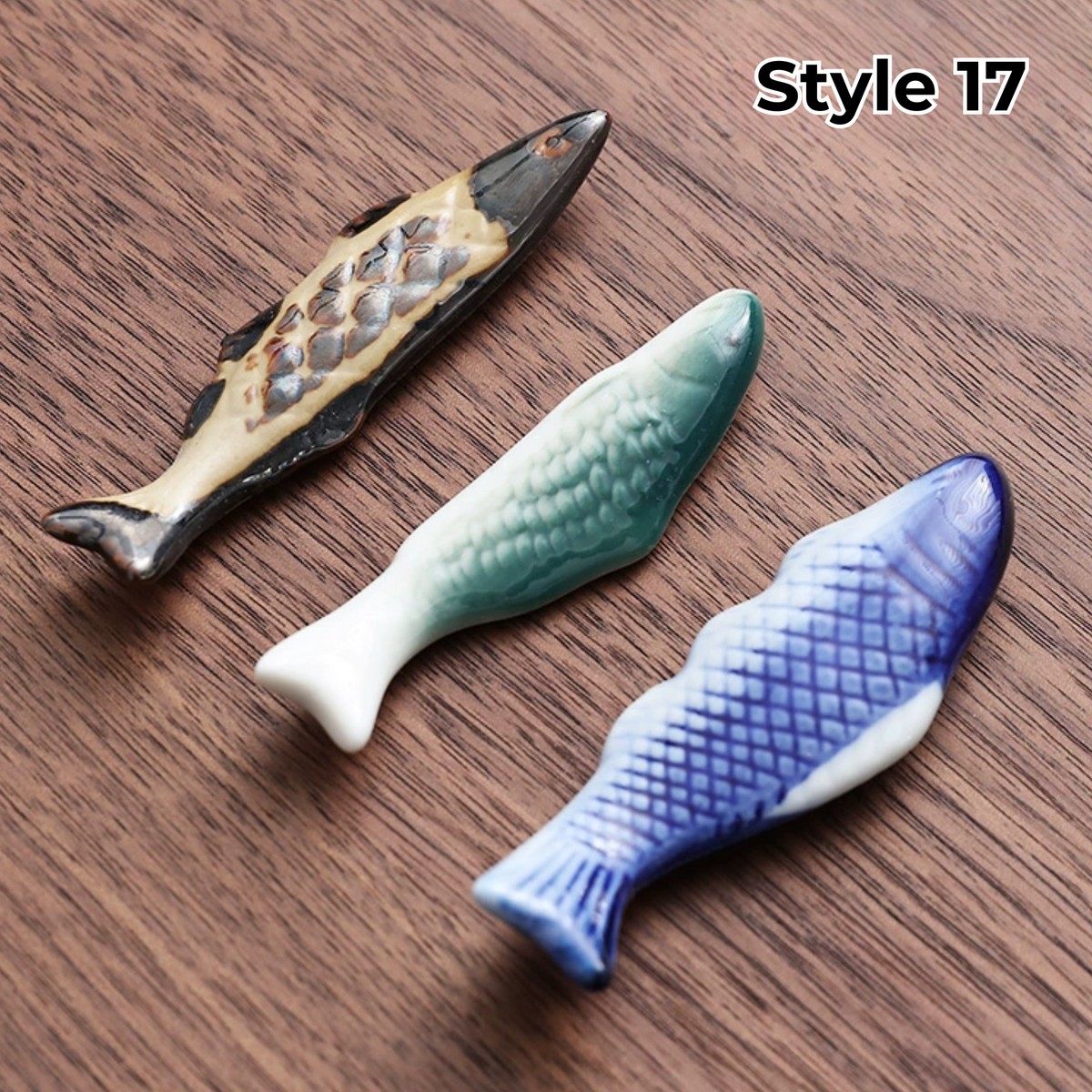 Porcelain Utensil Holders with Animal and Fruit Designs for Asian Dining – Set of 3 Decorative Tabletop Rests