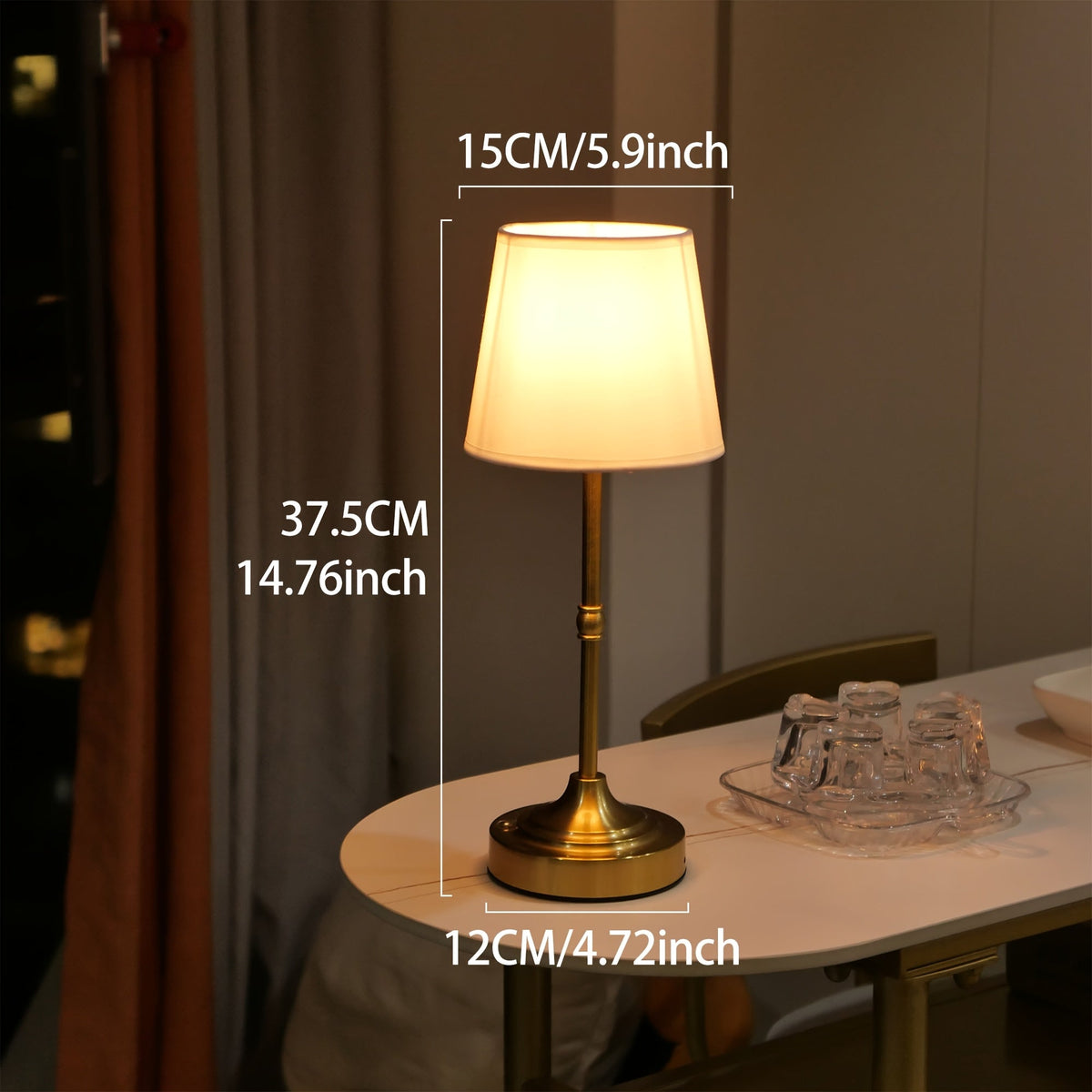 Touch-Dimming Portable Table Lamp with Rechargeable Battery for Bedroom Nightstand Living Room Desk | USB Powered Metal Accent Light