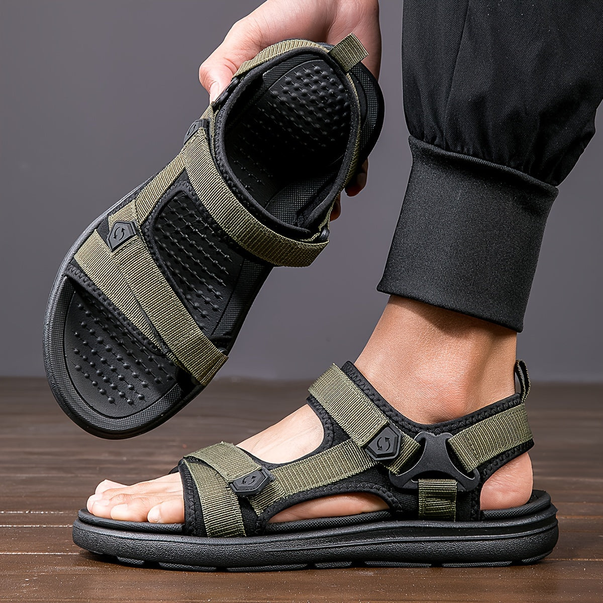 Men's Breathable Hiking Sandals with Adjustable Straps & Non-Slip Rubber Sole for Outdoor Adventures, Camping, Trekking & Trail Walking