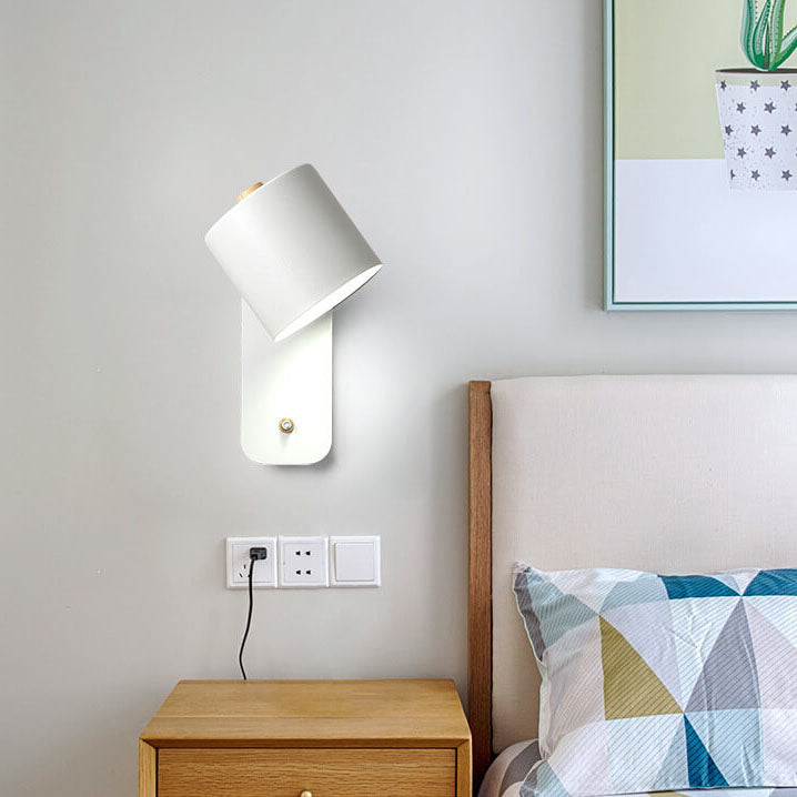 Adjustable Metal Wall Sconce with Rotating Head – Modern Cylinder Light for Bedroom, Hallway & Living Room – E26 Hardwired – 10 in H x 5