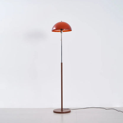 Tall Arched Standing Lamp with Translucent Dome Shade 63 Inches for Living Space Reading Corner Retro Mid-Century Accent Lighting Walnut Woo