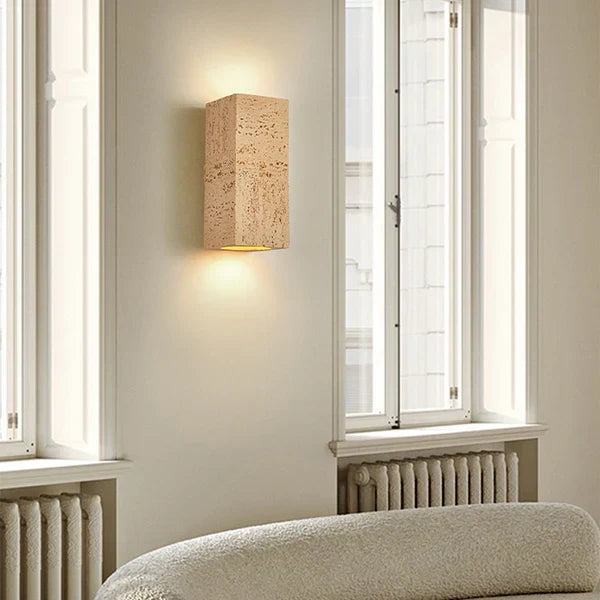 Rectangular Cement Sconce with Bidirectional Glow for Bedrooms, Hallways & Living Areas | Minimalist Stone-Effect Fixture