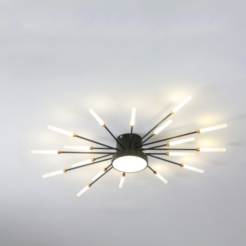 Starburst Dimmable LED Ceiling Light Flush Mount Black Gold Metal Acrylic Indoor Modern Fixture for Bedroom Living Room Dining Room