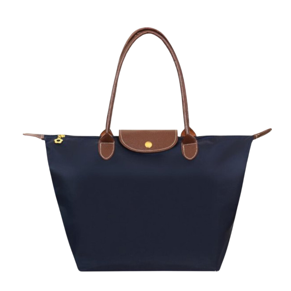 Water-Resistant Nylon Tote Bag with Leather Accents – Spacious Carryall for Work, Travel & Errands